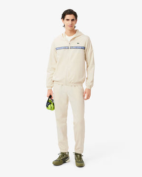LACOSTE Tuta Leggera In Microfibra Con Bande Centrali Blu e Logo Panna/Blu