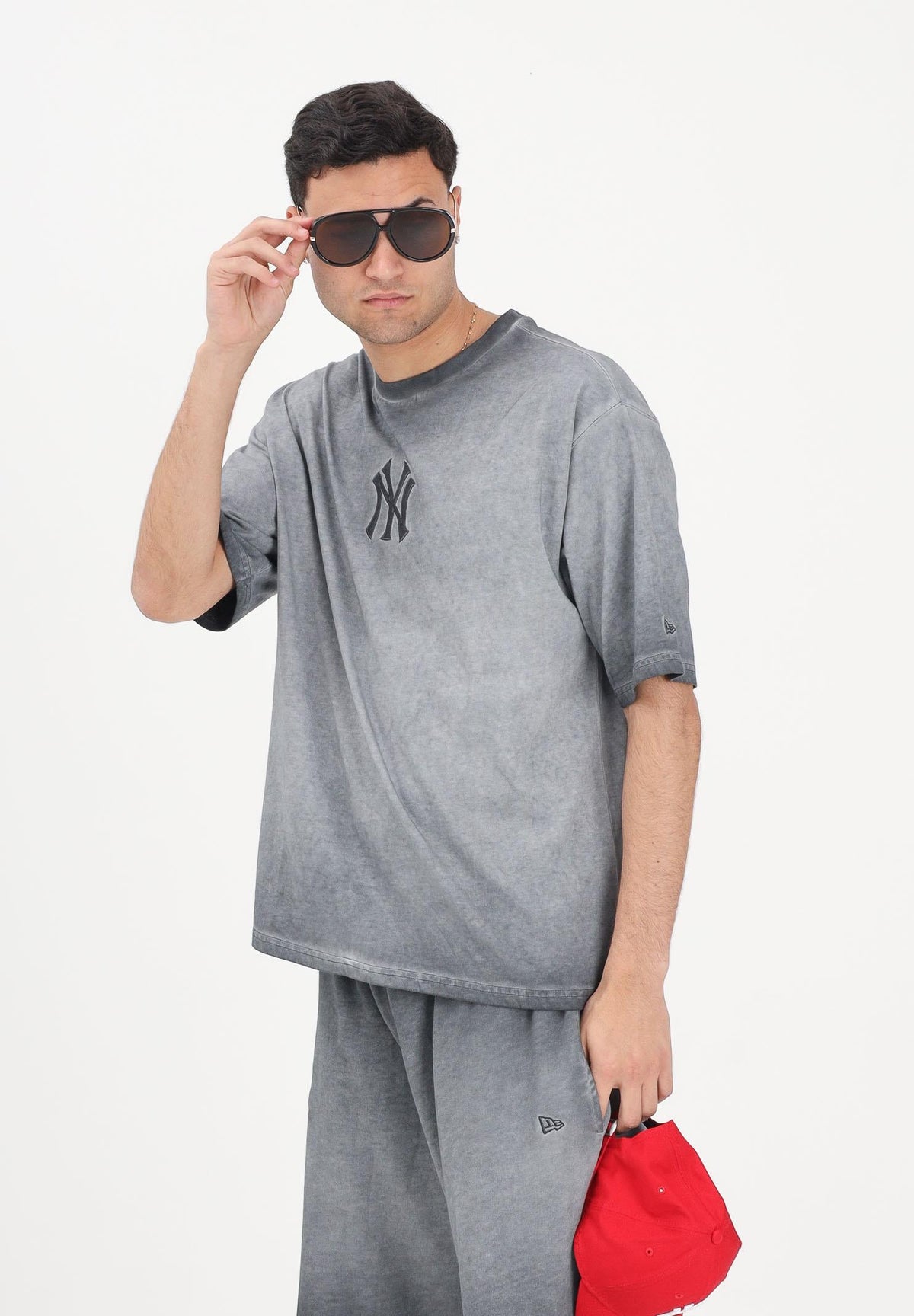 NEW ERA Completino T-Shirt e Pantaloncino Con Logo Grigio Asfalto
