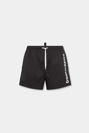 DSQUARED2 Costume Da Bagno Con Loghi e Scritta Verticale Nero/Bianco