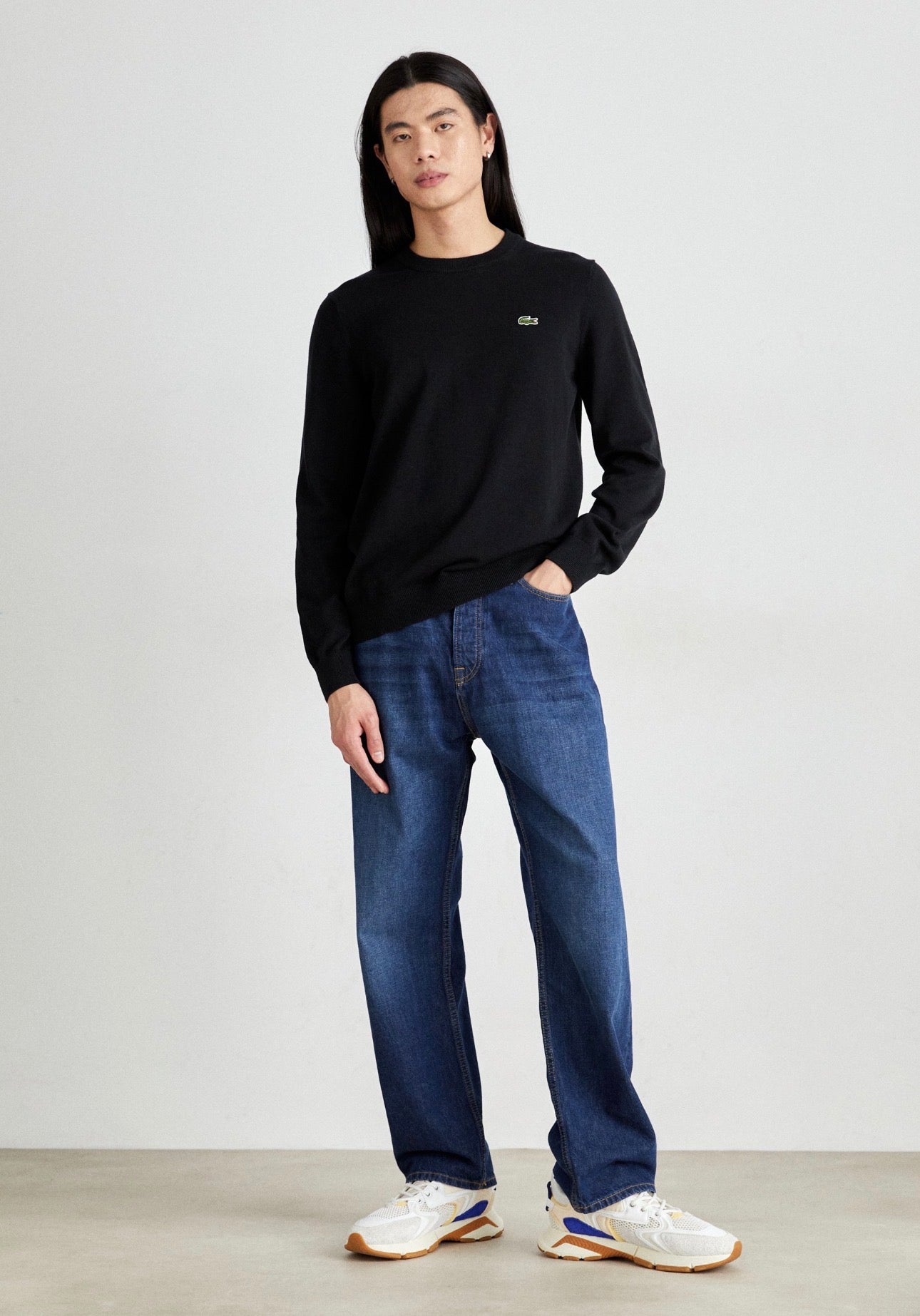 LACOSTE Maglioncino Basic Misto Lana Nero