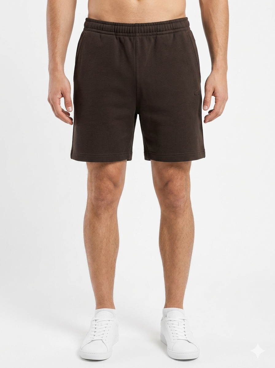 LACOSTE Completino Polo In Maglia Avorio + Pantaloncino Marrobe Logo Tono su Tono