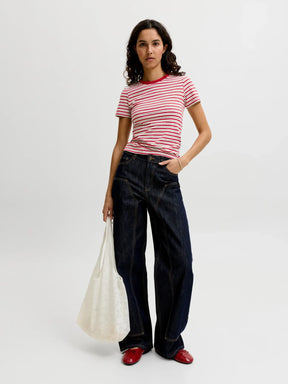 JJXX JXGIGI T-SHIRT A RIGHE ROSSA DONNA