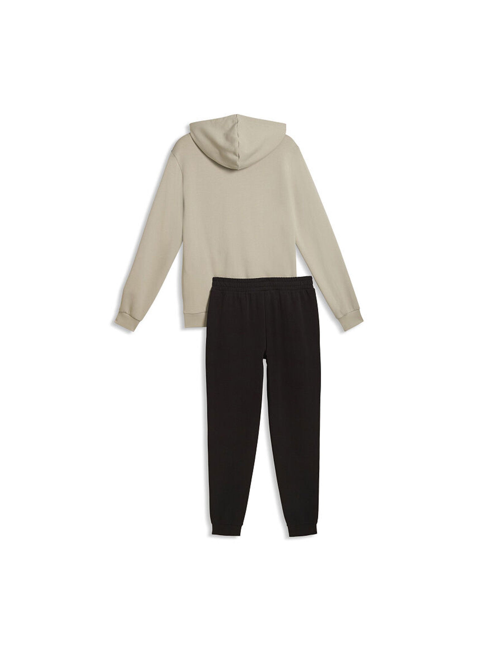 PUMA Tuta In Cotone Garzato Con Zip e Cappuccio Beige/Nera