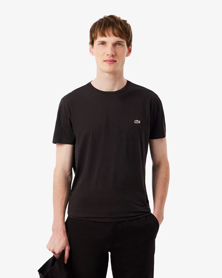 LACOSTE T-Shirt Basic In Cotone Pima Marrone