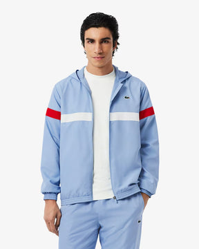 LACOSTE Tuta Con Banda Colorata In Microfibra Azzurra
