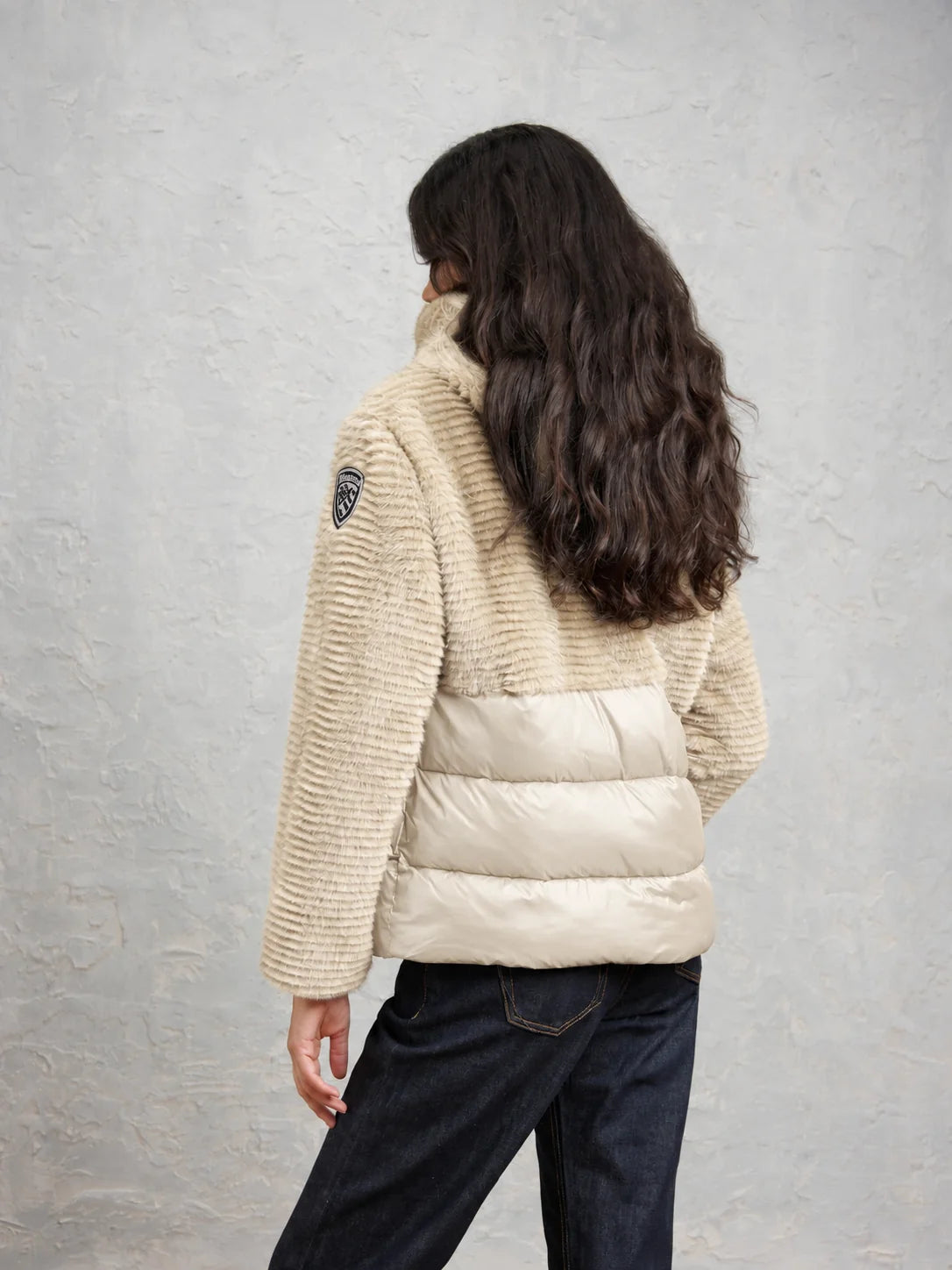 BLAUER Giubbotto Con Pelliccia e Cappuccio Donna Beige