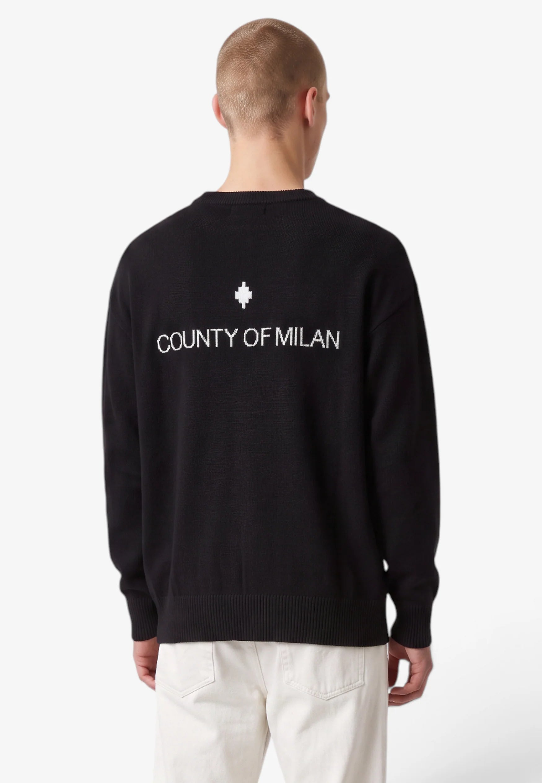 COUNTY OF MILAN Maglione Marcelo Burlon Nero Logo Frontale E Logo Retro