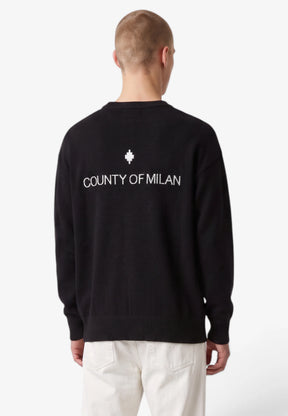 COUNTY OF MILAN Maglione Marcelo Burlon Nero Logo Frontale E Logo Retro