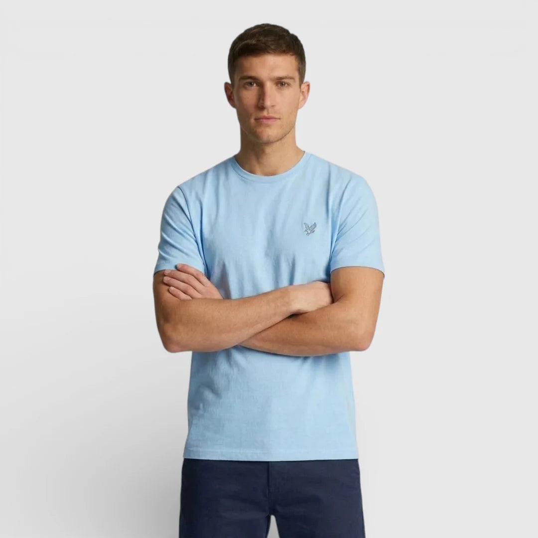 LYLE&SCOTT T-Shirt Basic Logo Tono su Tono Celeste