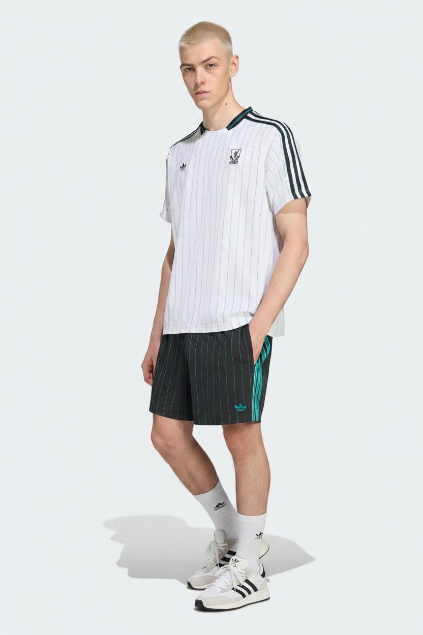 ADIDAS ORIGINALS Completino LIVERPOOL In cotone Con Righe Verdi Bianco/Nero