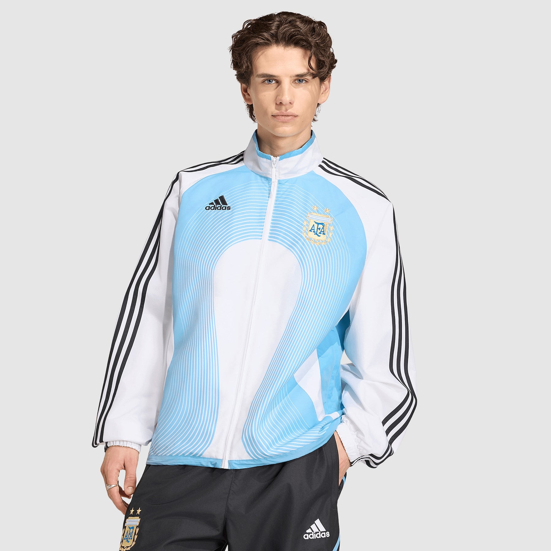 Adidas Tuta Completa Argentina Uomo Bianca Azzurra Blu Microfibra