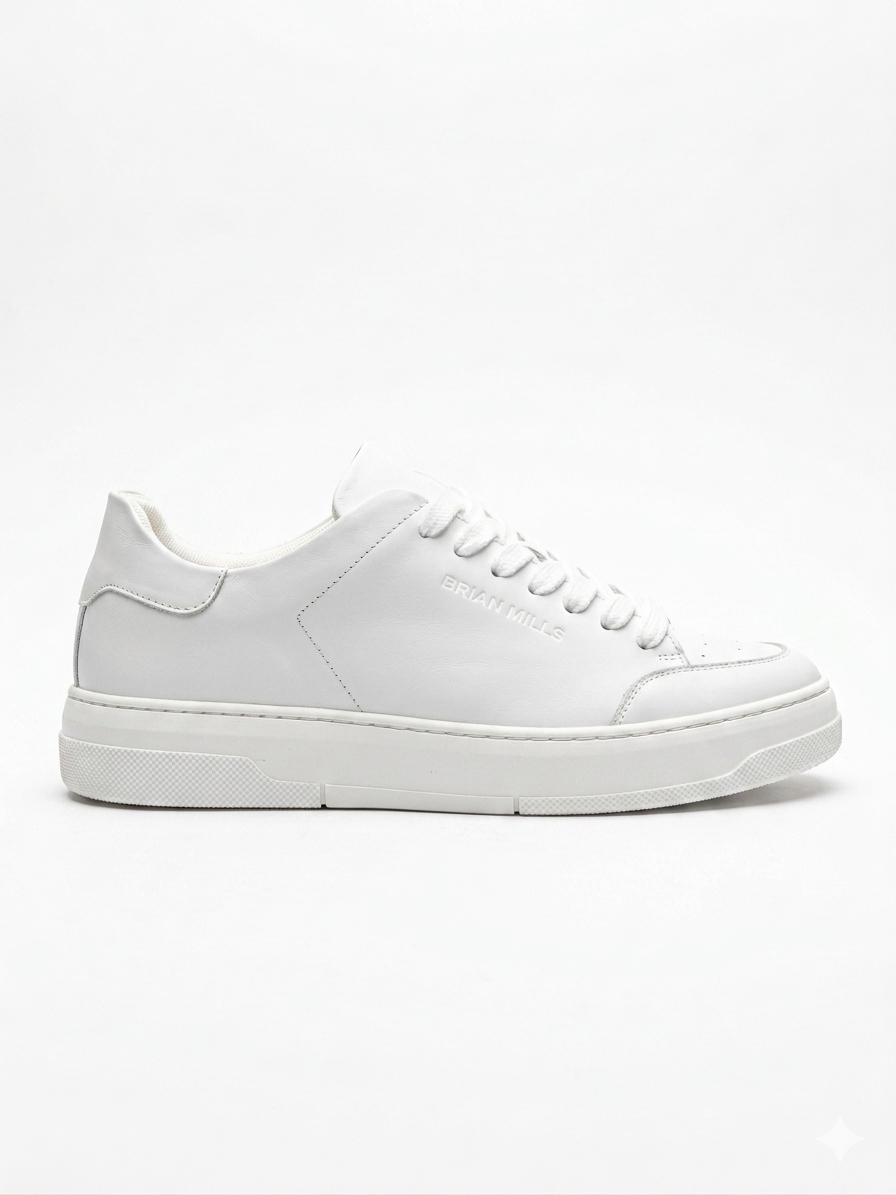 BRIAN MILLS Sneaker In Pelle Bianca Total White SS26