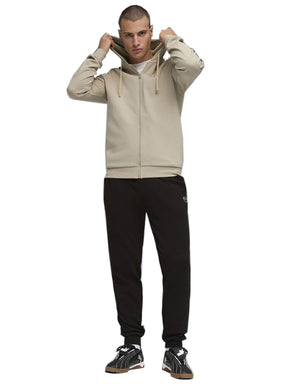 PUMA Tuta In Cotone Garzato Con Zip e Cappuccio Beige/Nera
