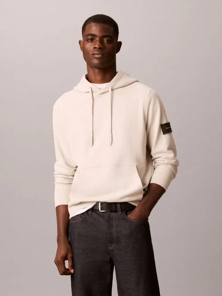 CALVIN KLEIN Felpa Con Cappuccio Terry Misto Cotone Con Badge Sulla Manica Pantone 26/27