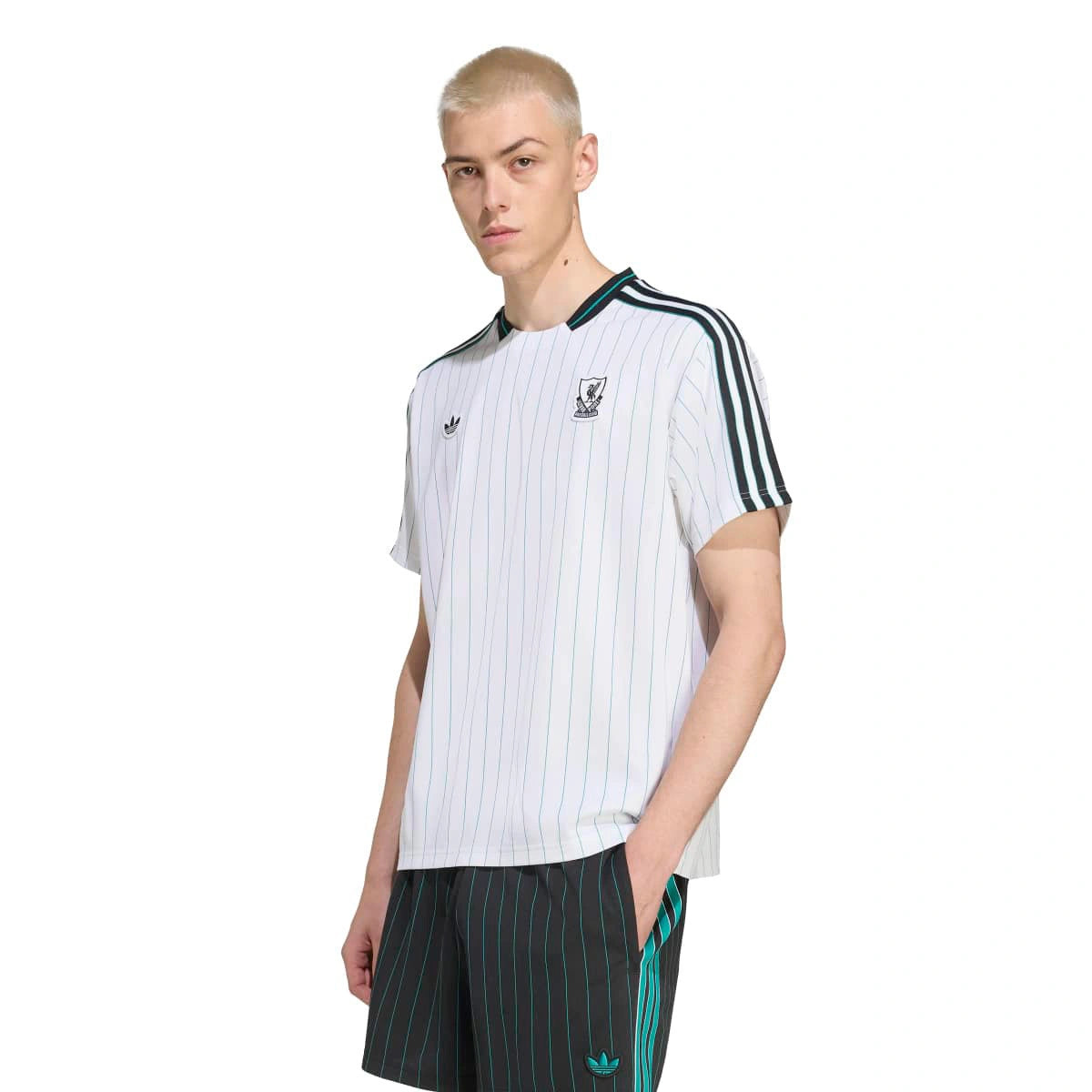 ADIDAS ORIGINALS Completino LIVERPOOL In cotone Con Righe Verdi Bianco/Nero