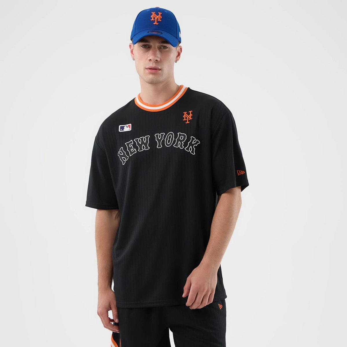 NEW ERA Completino T-Shirt Baseball e Pantaloncino Con Logo New York Nero/Arancio