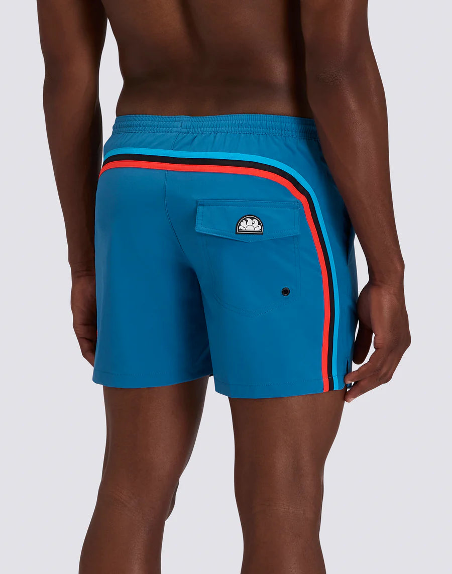 SUNDEK Costume Da Bagno Tessuto Stretch e Custodia Removibile Blu Avion Righe Multicolor