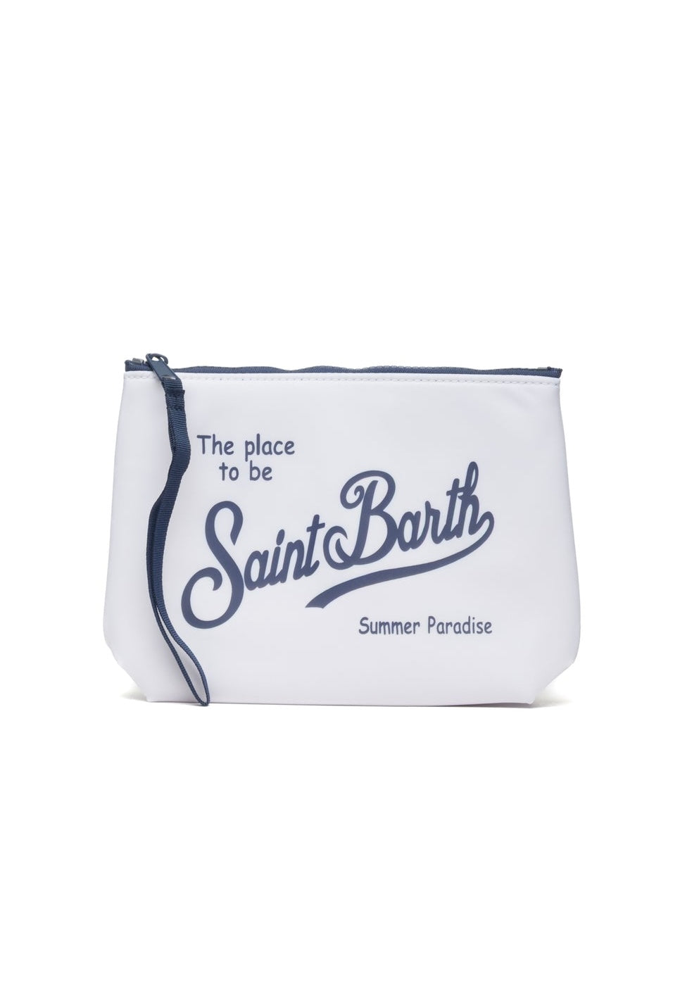 SAINT BARTH Pochette Aline In Nylon Bianco/Blu