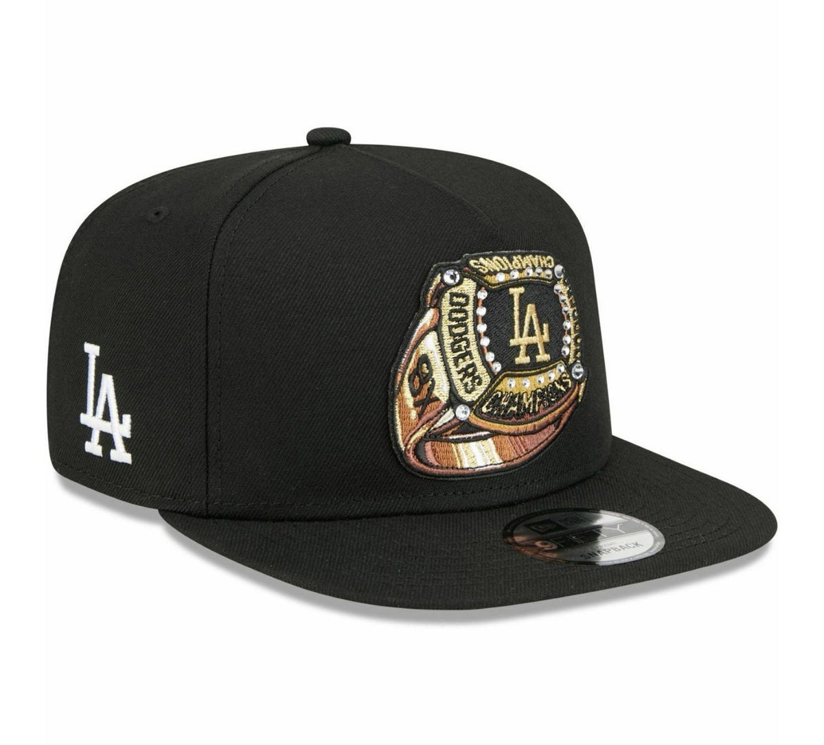 New Era NEW ERA Cappello Con Visiera Piatta 9Fifty A-frame CHAMP RING LOS ANGELES DODGERS Nero Con Dettagli Ricamati e Brilla