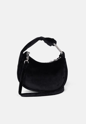 JUICY COUTURE MICRO BORSA A SPALLA BLOSSOM IN VELLUTO CON TRACOLLA – NERO