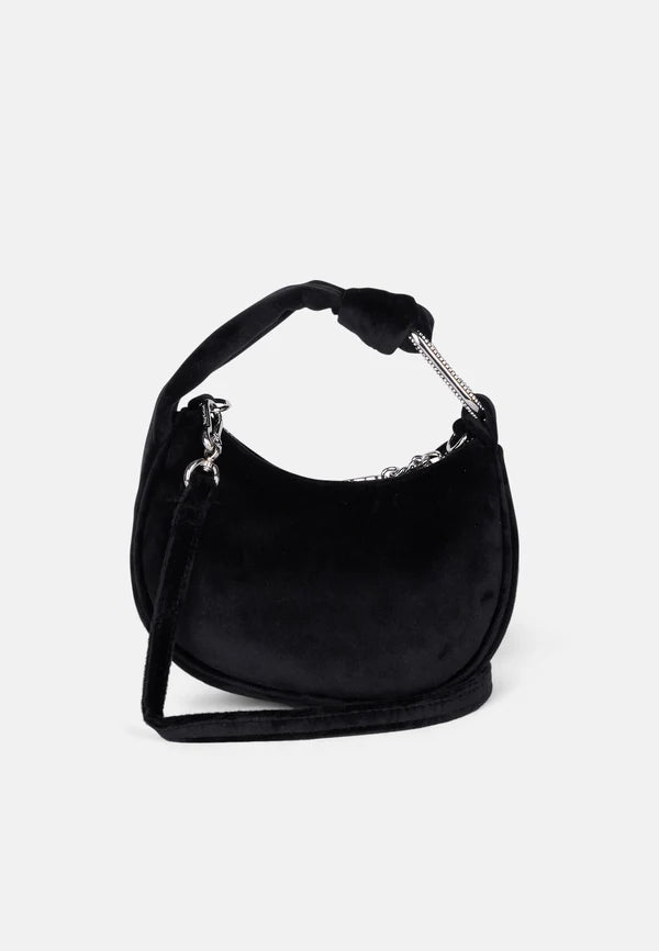 JUICY COUTURE MICRO BORSA A SPALLA BLOSSOM IN VELLUTO CON TRACOLLA – NERO