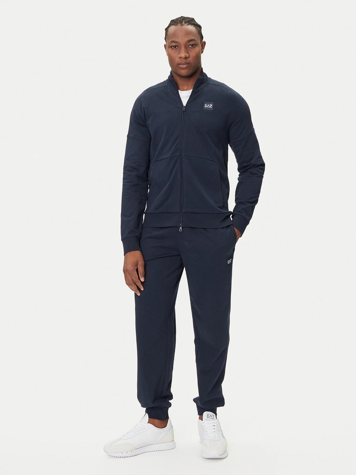 EMPORIO ARMANI Tuta Leggera In Cotone Con Zip Blu 25/26