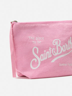 SAINT BARTH Pochette Aline In Lino Rosa
