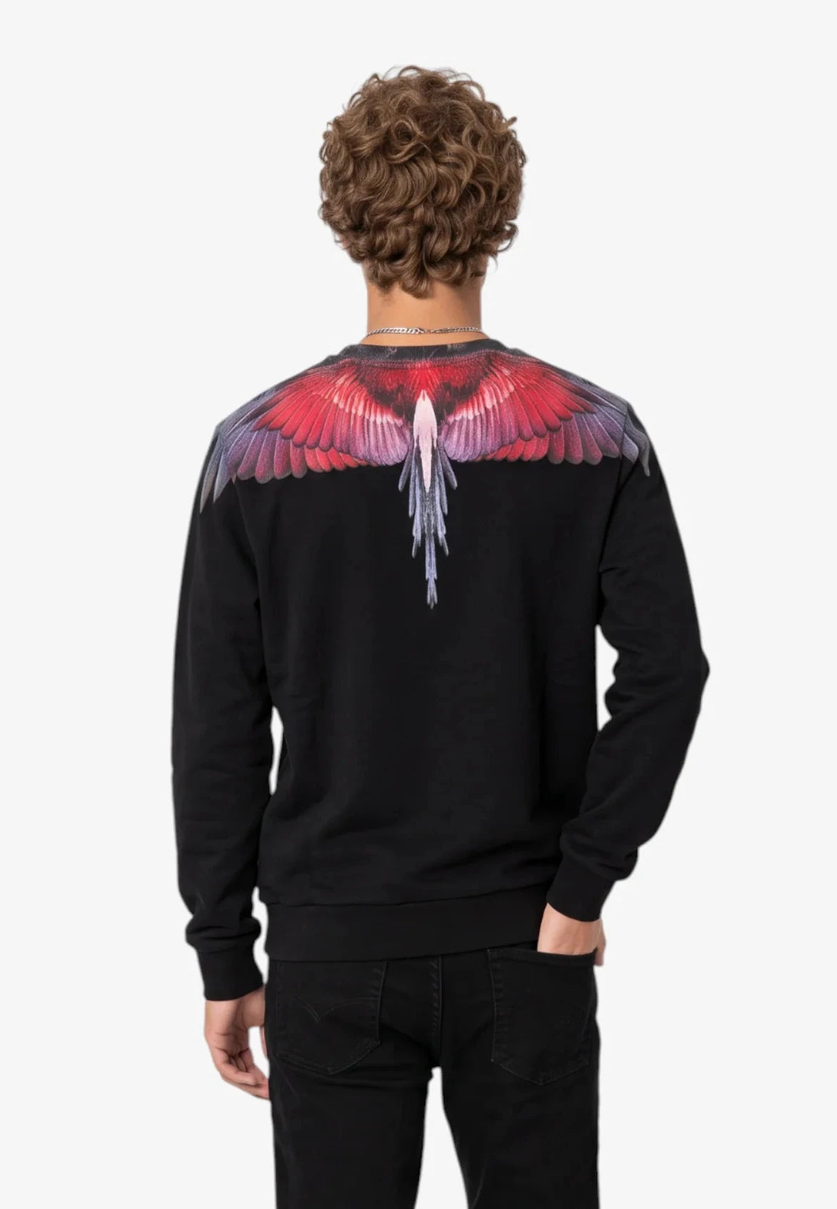 COUNTY OF MILAN Felpa Girocollo Marcelo Burlon Nera Con Ali Rosse E Viola