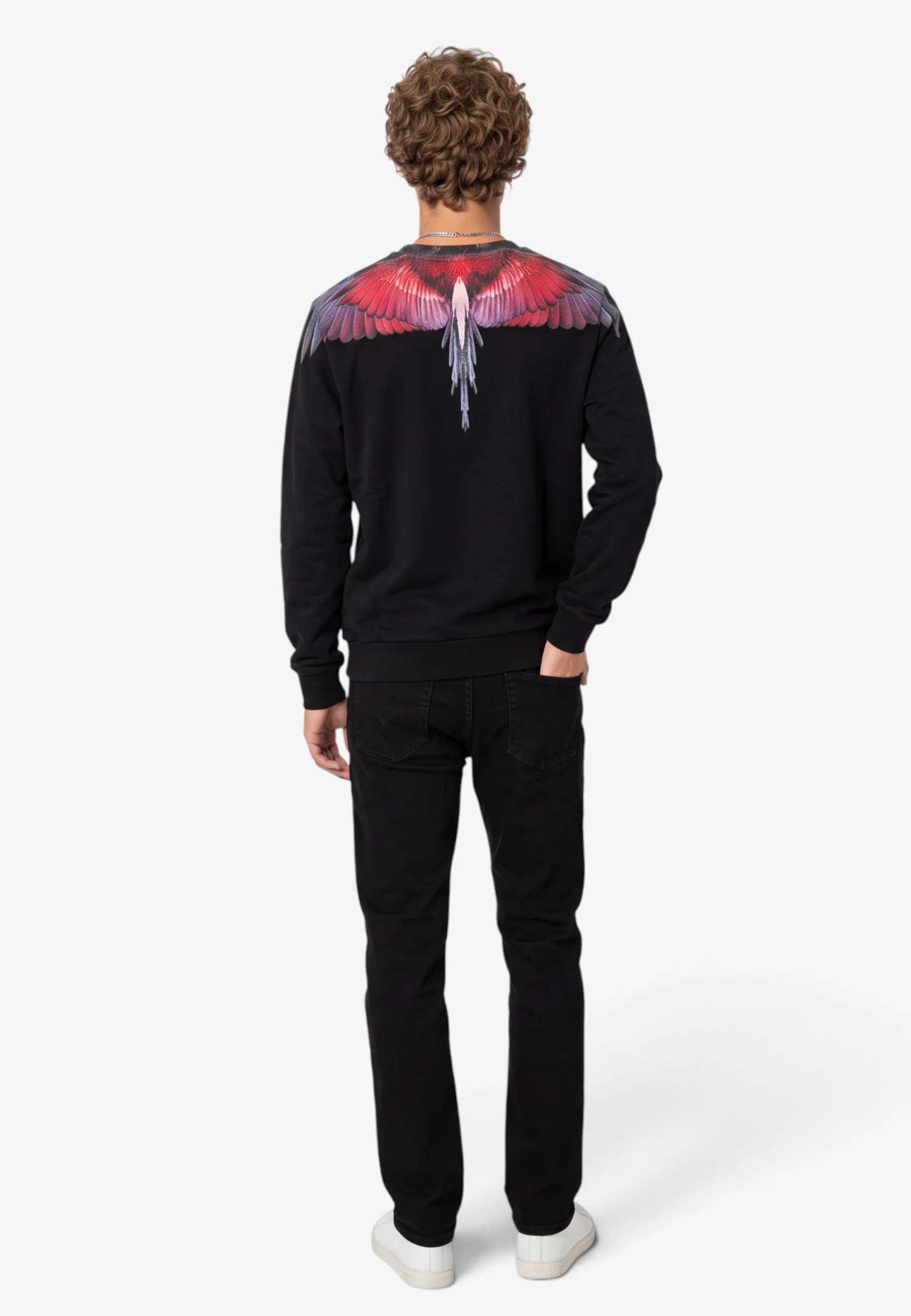 COUNTY OF MILAN Felpa Girocollo Marcelo Burlon Nera Con Ali Rosse E Viola