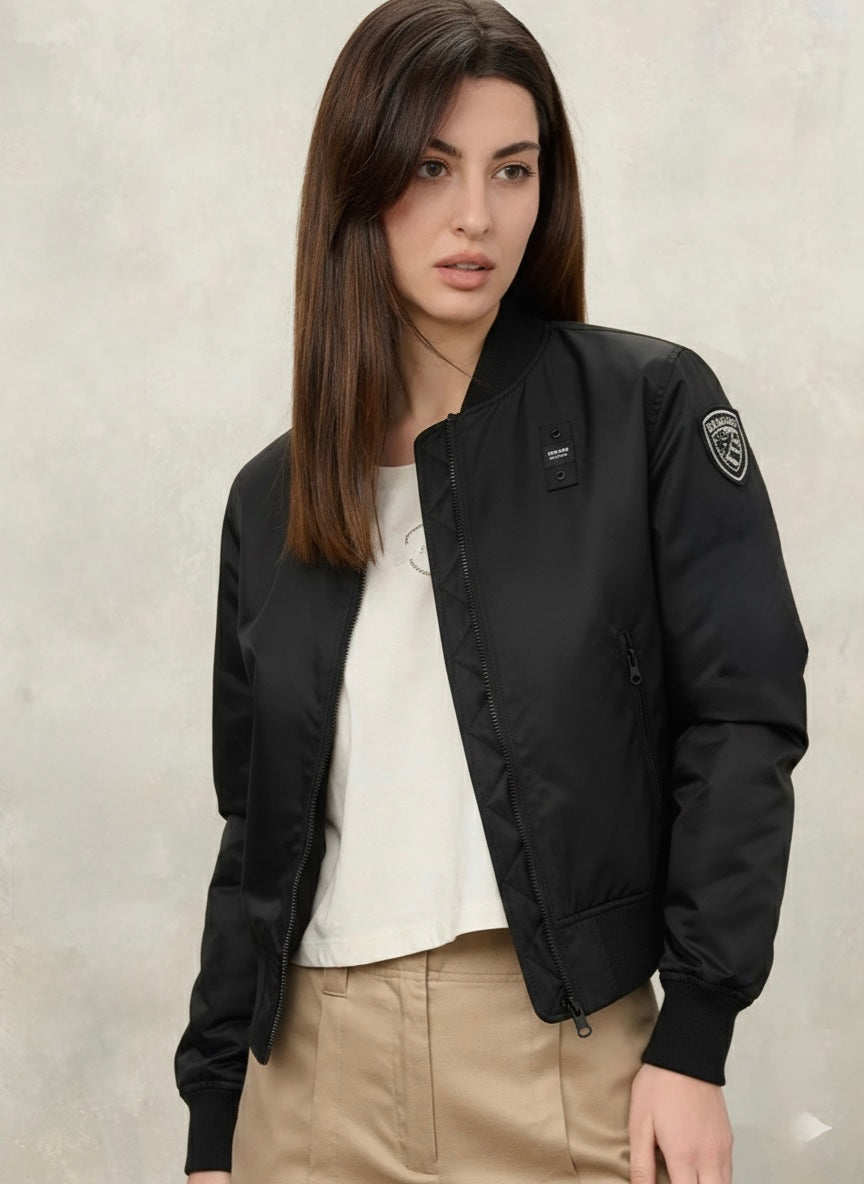 BLAUER Laurie Antivento Donna In Nylon Senza Cappuccio Con Zip Nero