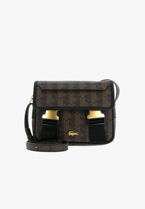 LACOSTE Borsello a Tracolla Messenger The Blend Monogram Doppia Fibbia Marrone