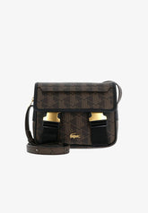 LACOSTE Borsello a Tracolla Messenger The Blend Monogram Doppia Fibbia Marrone