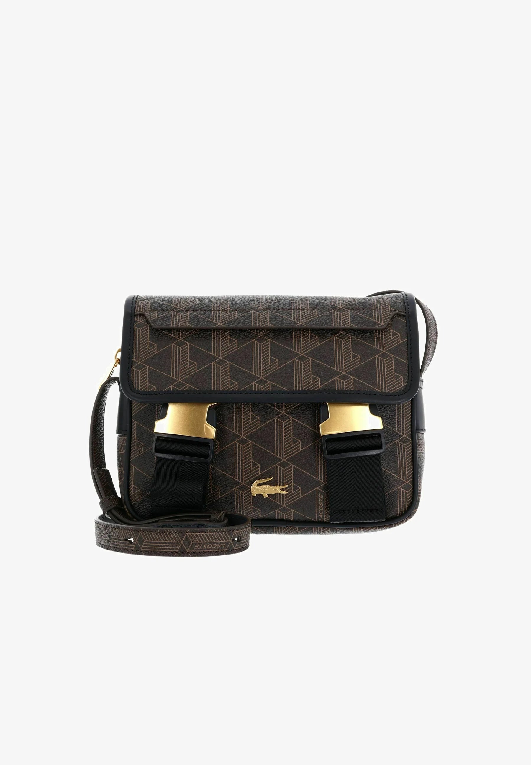 LACOSTE Borsello a Tracolla Messenger The Blend Monogram Doppia Fibbia Marrone