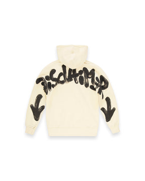 DISCLAIMER Felpa Con Cappuccio Beige Logo Nero