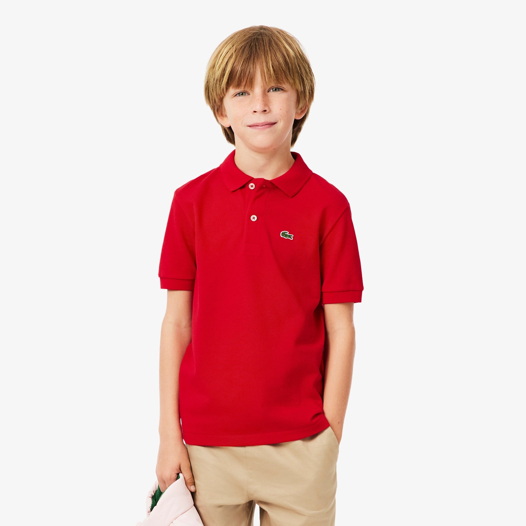 LACOSTE Polo In Cotone Piqué Bambino/Bambina Basic Rossa