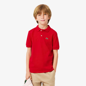 LACOSTE Polo In Cotone Piqué Bambino/Bambina Basic Rossa