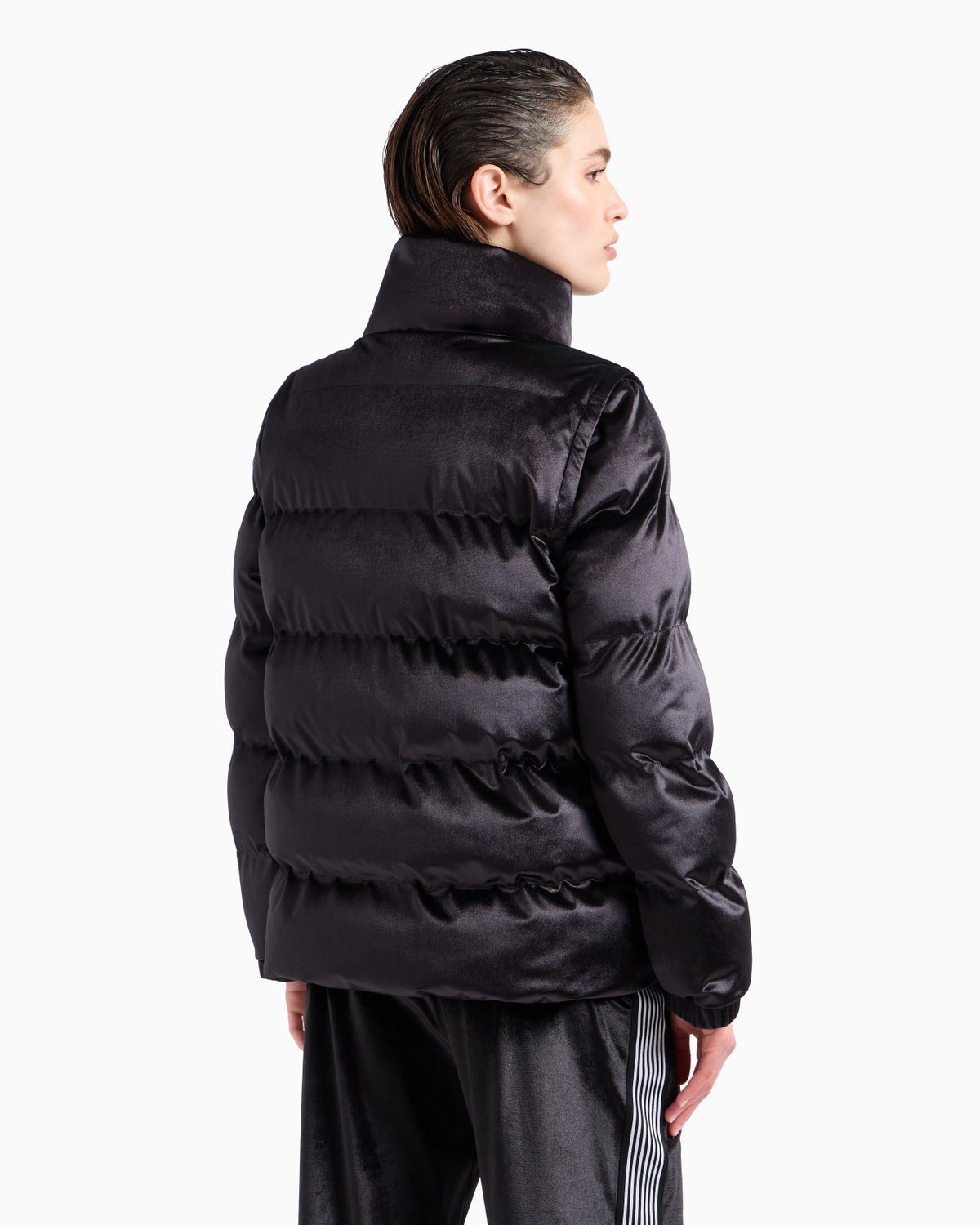 EMPORIO ARMANI DONNA GIUBBOTTO/SMANICATO EFFETTO CINIGLIA NERO