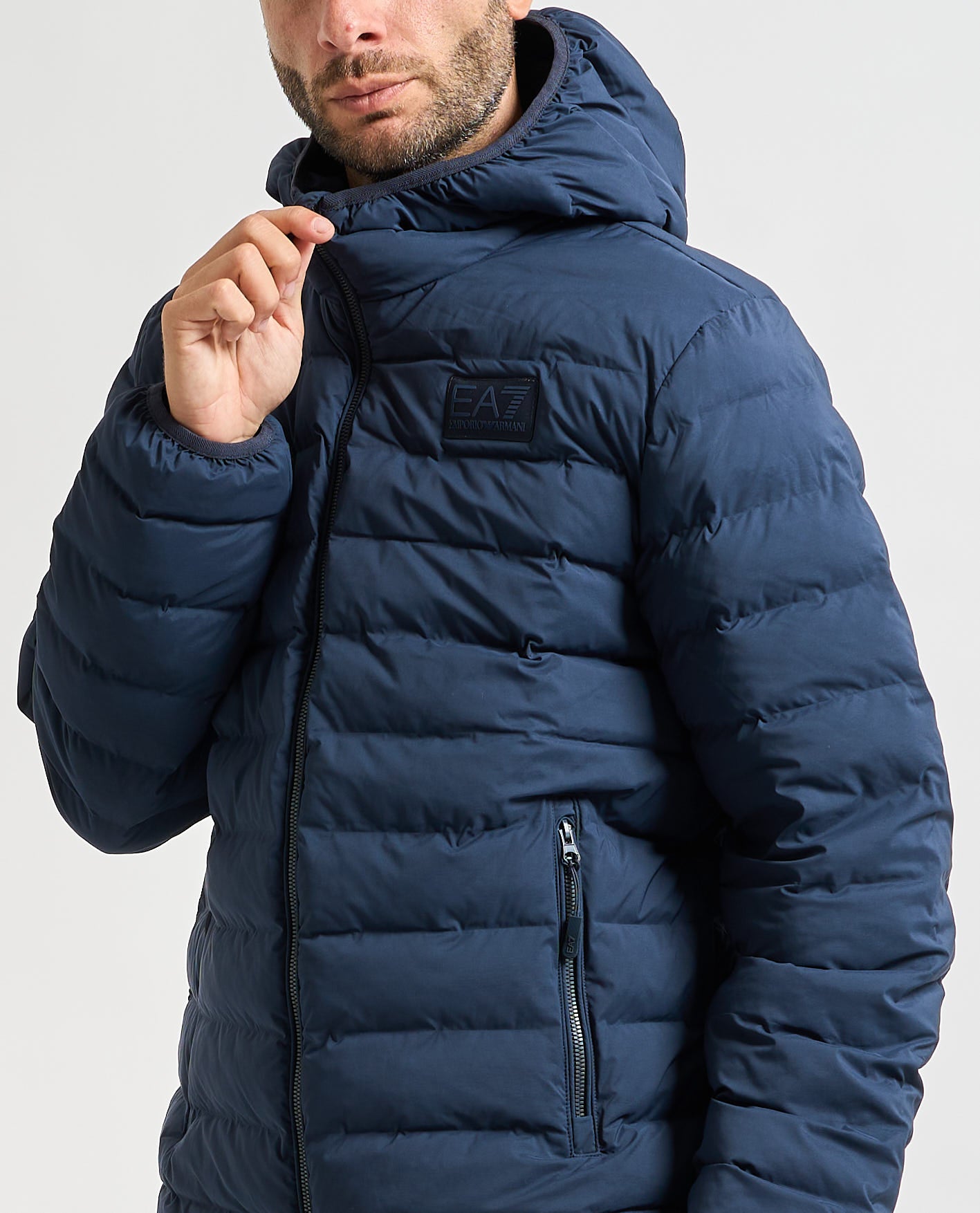EMPORIO ARMANI Giubbotto Invernale Piumino Senza Cappuccio Blu