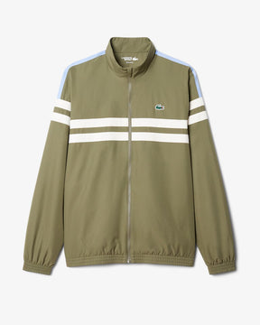 LACOSTE Tuta Leggera In Microfibra Con Bande Centrali e Logo Sul Retro Verde/Bianca