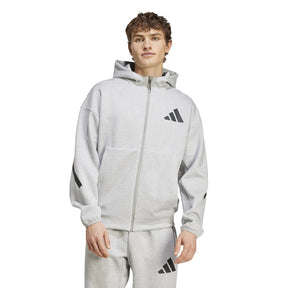 ADIDAS Tuta Leggera Z.N.E In Cotone Con Zip Con Cappuccio e Logo Grigia/Nera