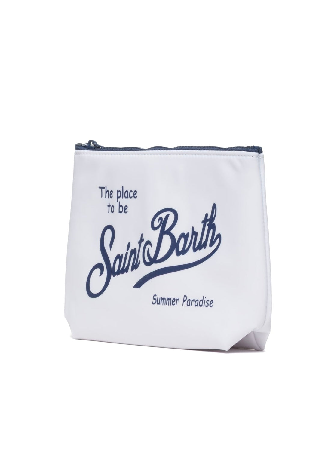 SAINT BARTH Pochette Aline In Nylon Bianco/Blu