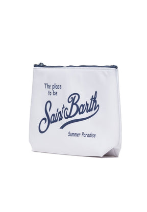 SAINT BARTH Pochette Aline In Nylon Bianco/Blu