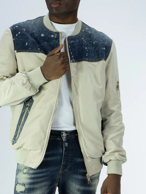 SOLDIER Jacket Con Dettagli in Jeans Beige/Denim