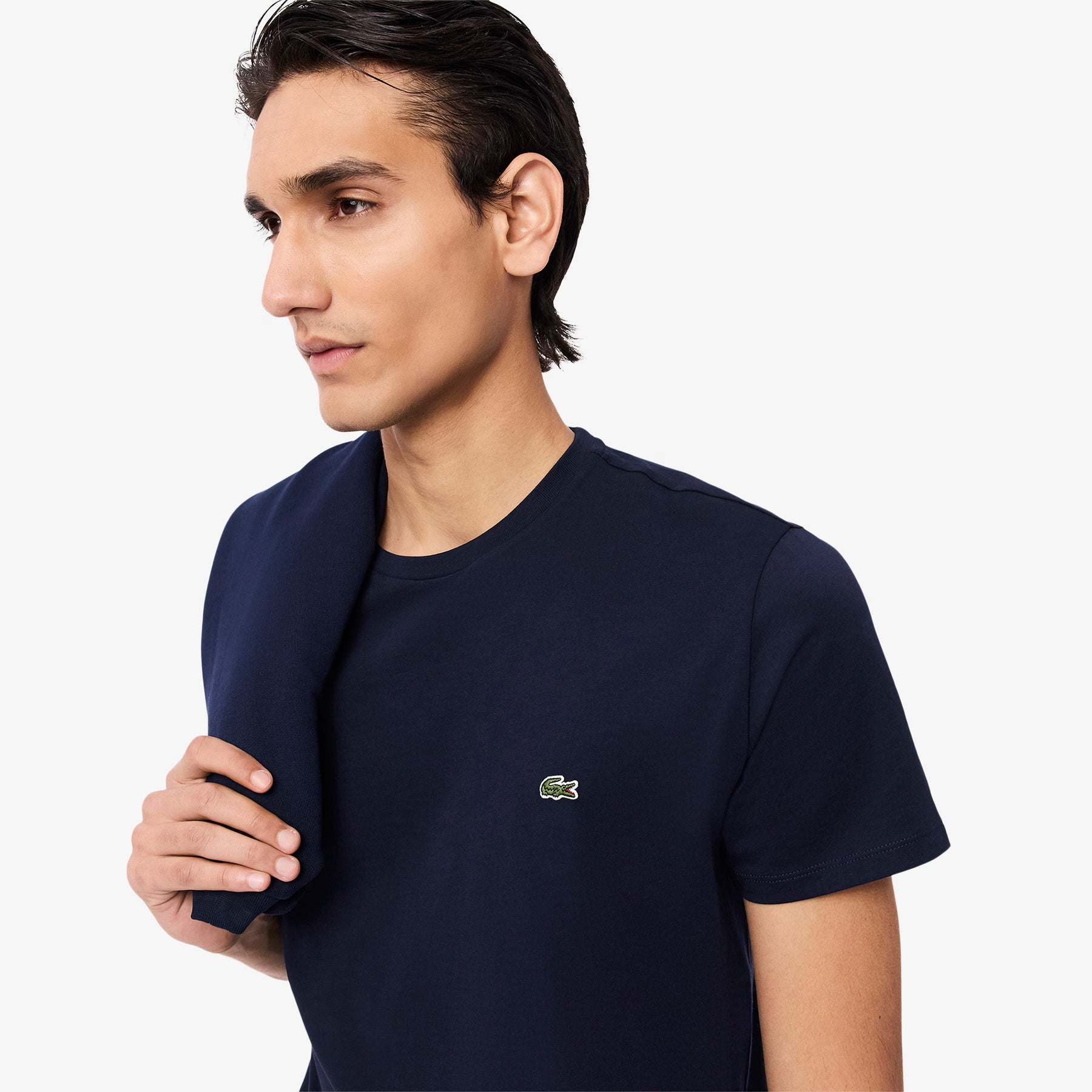 LACOSTE T-Shirt Basic In Cotone Pima Blu