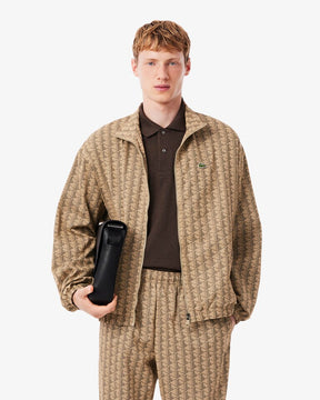 LACOSTE Tuta Monogram In Microfibra Con Zip Beige