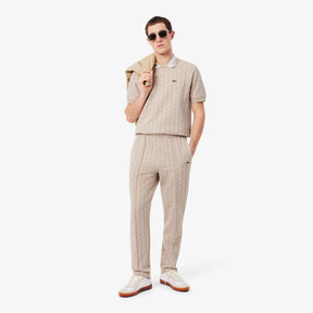 LACOSTE Tuta Monogram con Zip Beige/Bianca