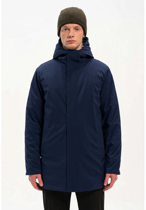 MORE Giubbotto Lungo Mason Con Cappuccio Blu