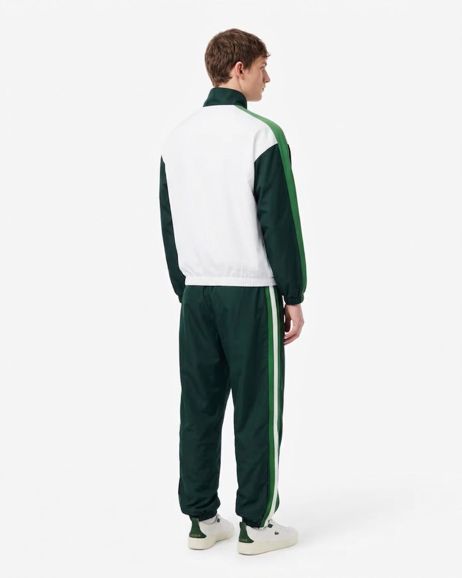LACOSTE Tuta Sportiva Colorblock Senza Cappuccio Con Stampa Verde/Bianca