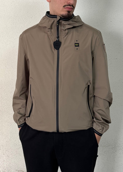 BLAUER Uomo Antivento Con Cappuccio Beige