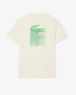 LACOSTE T-Shirt Panna Stampa Retro